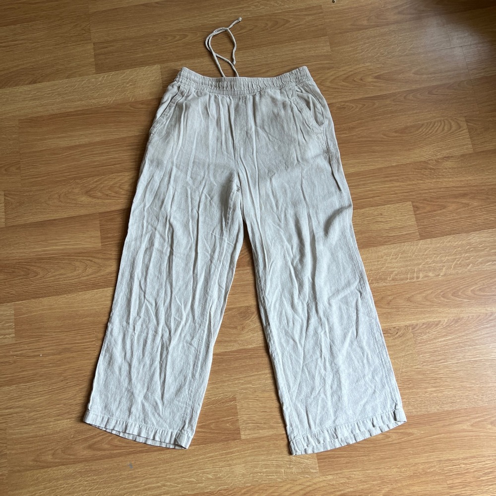 Old Navy Womens High Rise Wide Leg Linen Blend Pants Medium Beach Casual Travel